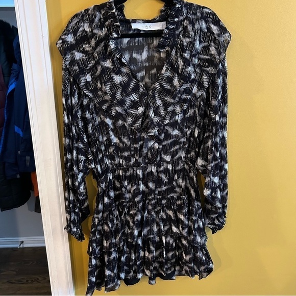 IRO Paris Tyga Metallic Fil Coupe  Printed Metallic Mini dress size 6/8 - Picture 9 of 11